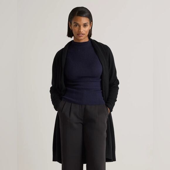 New Quince Mongolian Cashmere Duster Cardigan Sweater Black Women’s size Small - Picture 1 of 7